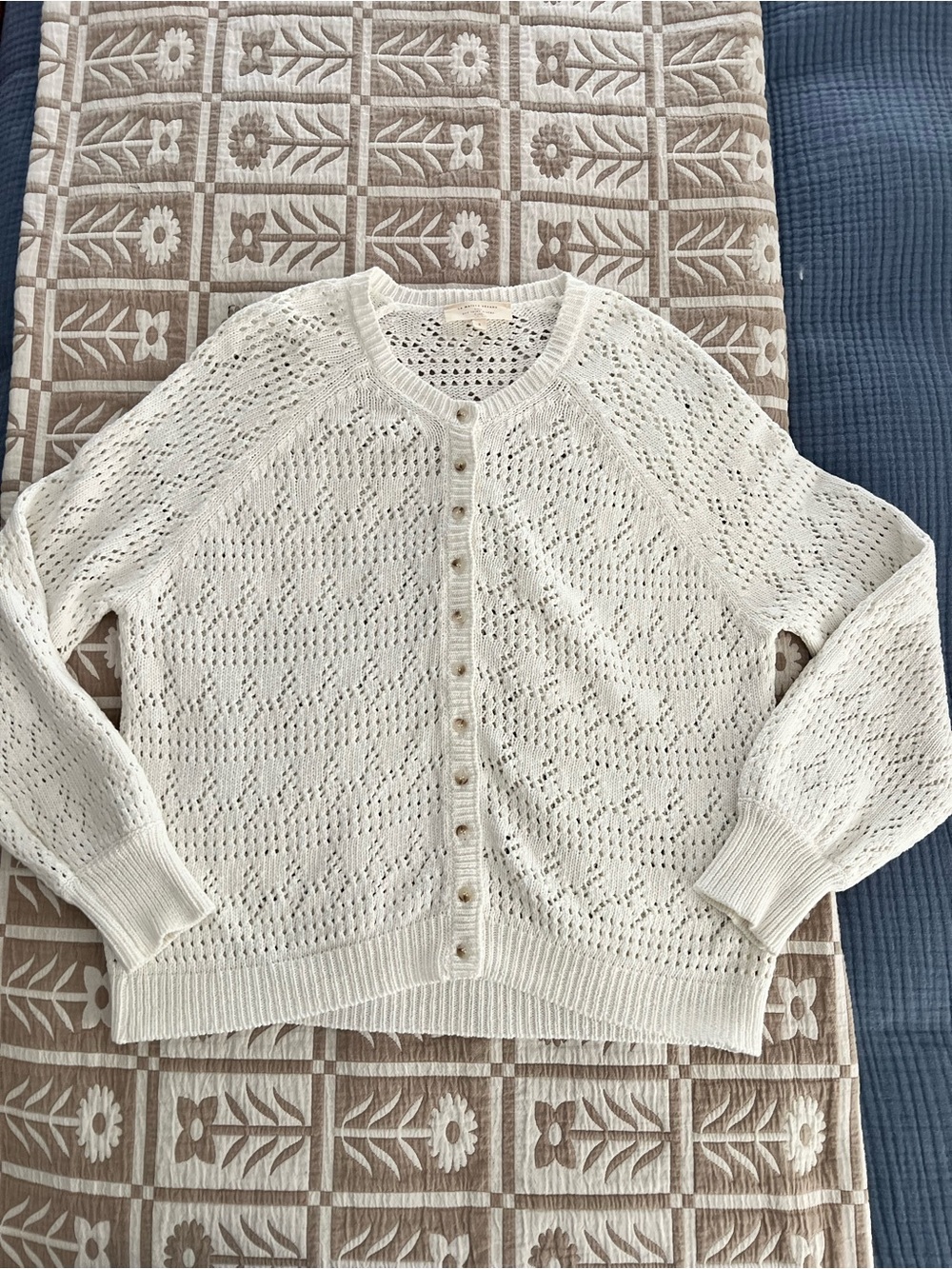 Sezane Capucine Cardigan 100% Organic Cotton Crochet Knit Sweater